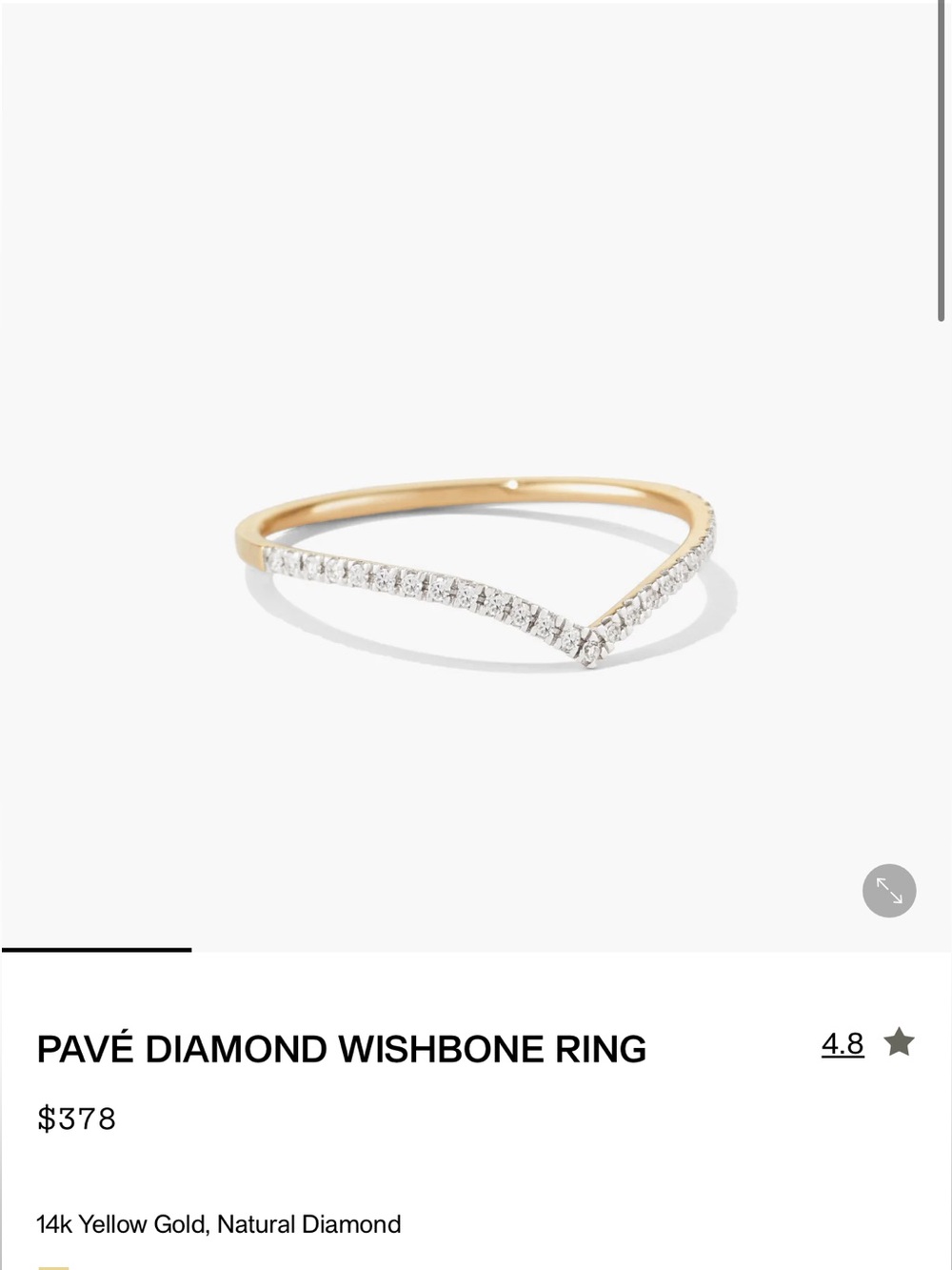 Pavé diamond wishbone ring size 7